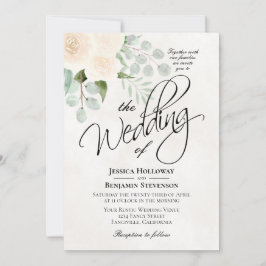 Invitación Rosas de marfil y Boda de Eucalyptus Boho
