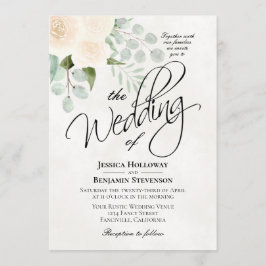 Invitación Rosas de marfil y Boda de Eucalyptus Boho