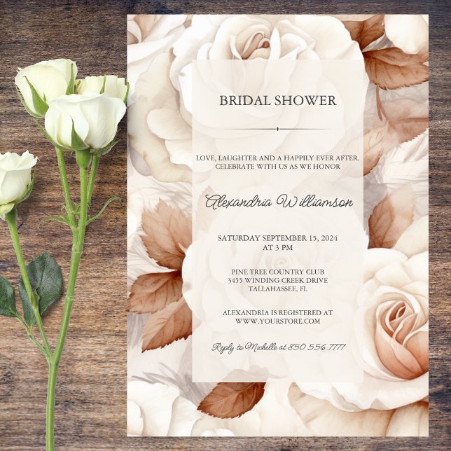 Invitación Rosas de marfil y rubor sencillamente elegantes du (Subido por el creador)