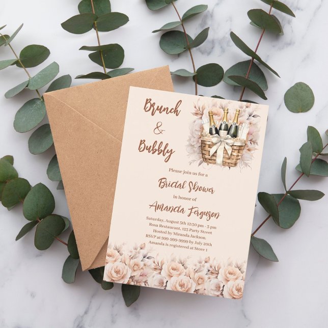 Invitación Rosas de melocotón beige de ladrillo burbujeante B (Subido por el creador)