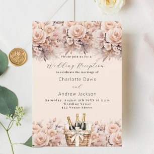 Invitación Rosas de melocotón crema recepción de bodas de ces