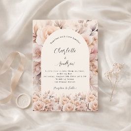 Invitación Rosas de melocotón floran boda elegante arco