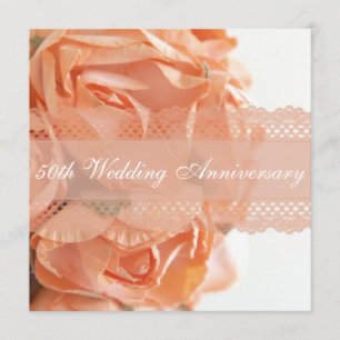 Invitación Rosas de melocotón y encaje para boda, aniversario