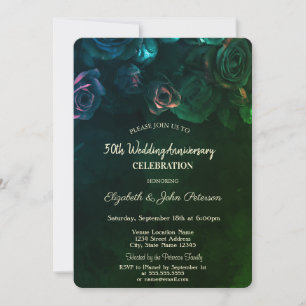 Invitación Rosas de moda Aniversario del Boda Verde