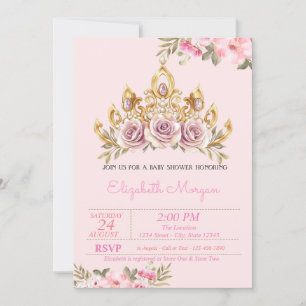 Invitación Rosas de moda Tiara Floral Baby Shower