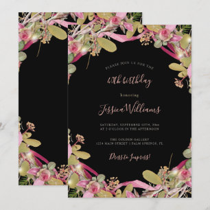 Invitación Rosas de moda y floral 40 cumpleaños