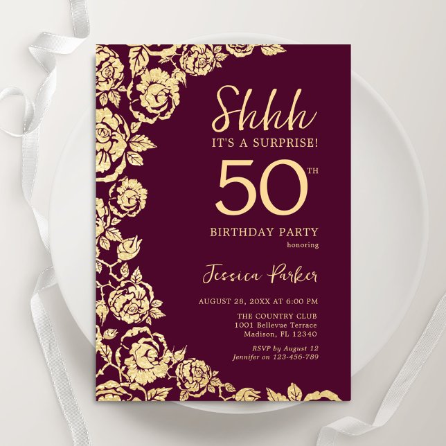 Invitación Rosas de oro de Borgoña Sorprenden 50 años (Subido por el creador)