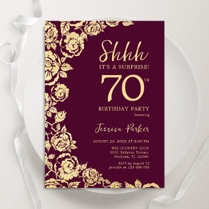 Invitación Rosas de oro de Borgoña Sorprenden 70 años