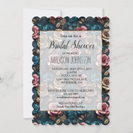 Invitación Rosas de Oro Girly Pink Aqua Champagne