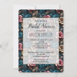 Invitación Rosas de Oro Girly Pink Aqua Champagne