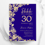 Invitación Rosas de oro morado sorprenden a 30 años<br><div class="desc">Morple Gold Floral Sorpresa 30th Birthday Party Invitation. Diseño elegante con rosas, Relieve metalizado de oro falso y tipografía tipo guión. La carta de invitación a la moda es perfecta para una elegante celebración de cumpleaños femenina. Se puede personalizar a cualquier edad. Invitaciones Zazzle impresas o una plantilla imprimible digital...</div>