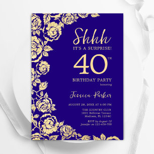 Invitación Rosas de oro morado sorprenden a los 40 años