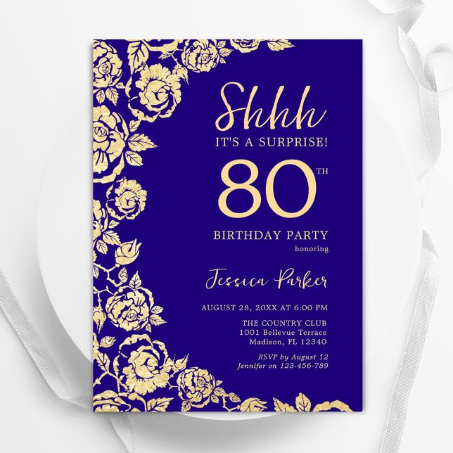 Invitación Rosas de oro morado sorprenden el 80 aniversario (Subido por el creador)