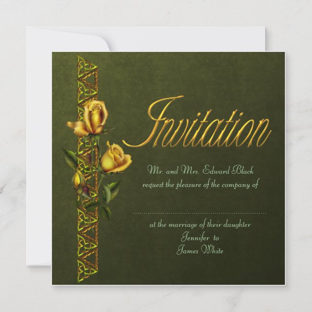Invitación Rosas de oro que casan la habitación (Anverso)