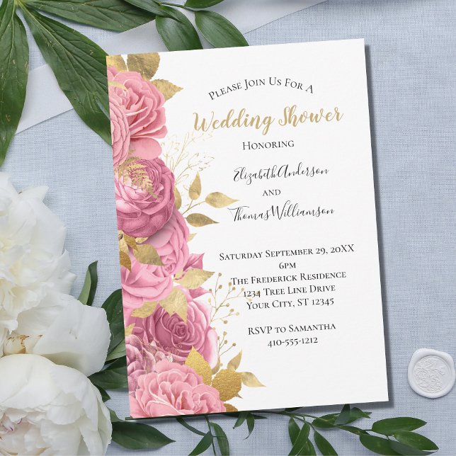 Invitación Rosas de oro rosado Floral Formal Wedding Ducha (Subido por el creador)