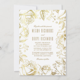 Invitación Rosas de oro y Boda del aliento del bebé
