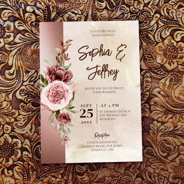 Invitación Rosas de otoño de tierra boda de flores (Subido por el creador)