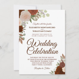 Invitación Rosas de otoño elegante Naranja de óxido Boda