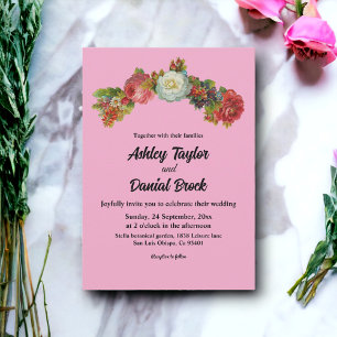 Invitación Rosas de países rosados de Rubor con elegancia flo