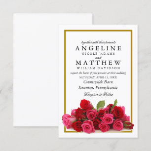 Invitación Rosas de países rusos Boda floral de la frontera d