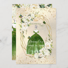 Invitación Rosas de PixDezines Green Quinceanera H2 Alabaster