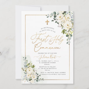 Invitación Rosas de PixDezines H2 Alabaster Primera Santa Com