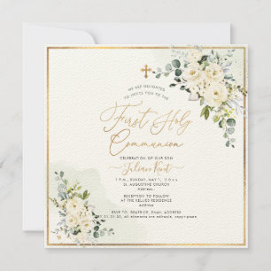 Invitación Rosas de PixDezines H2 Alabaster Primera Santa Com