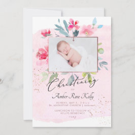 Invitación Rosas de PixDezines Watercolor Gardeon Christening