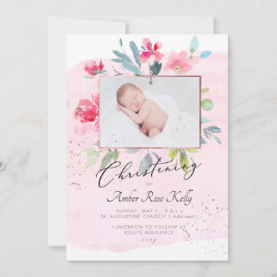 Invitación Rosas de PixDezines Watercolor Gardeon Christening