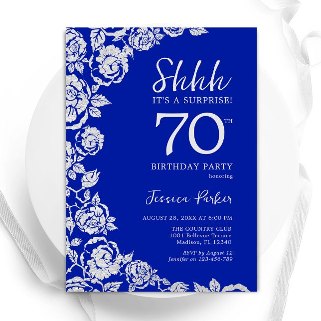 Invitación Rosas de Plata Azul Real Sorprenden 70 años (Subido por el creador)