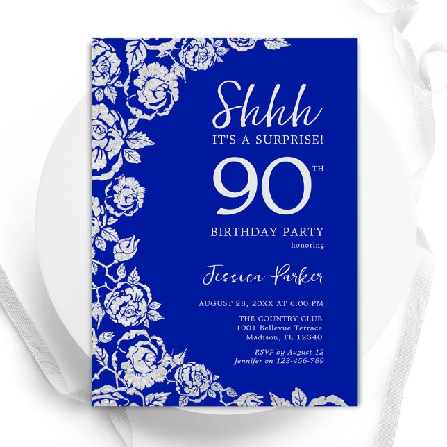 Invitación Rosas de Plata Azul Real sorprenden a los 90 años (Subido por el creador)