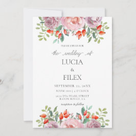 Invitación Rosas de primavera Boda floral acuarela