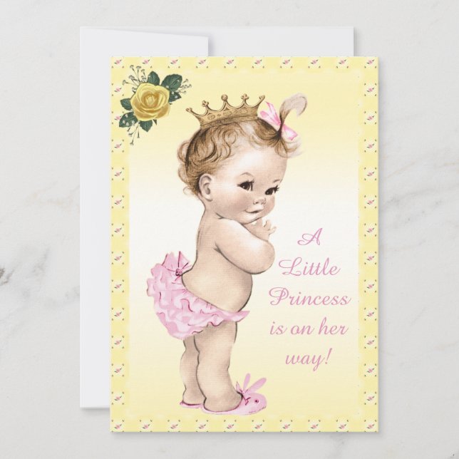 Invitación Rosas de Princesa Cuta Baby Shower (Anverso)