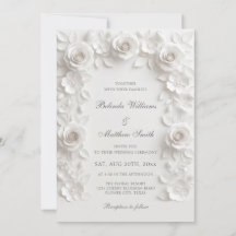Rosas de relieve falso blanco, marco barroco, boda