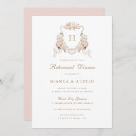 Invitación Rosas de Rubor con flores Escudo Monograma Ensayo 