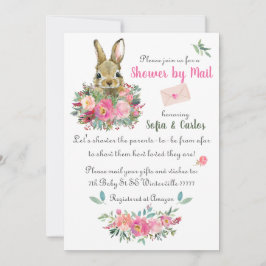 Invitación Rosas de Rubor de conejitos florales en Baby Showe