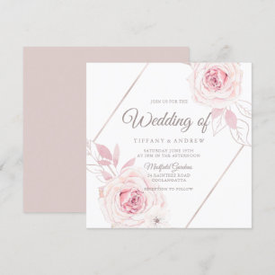 Invitación Rosas de Rubor de lavanda moderna Boda geométrica