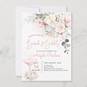 Invitación Rosas de Rubor de PixDezines Brunch Bubbly Cream