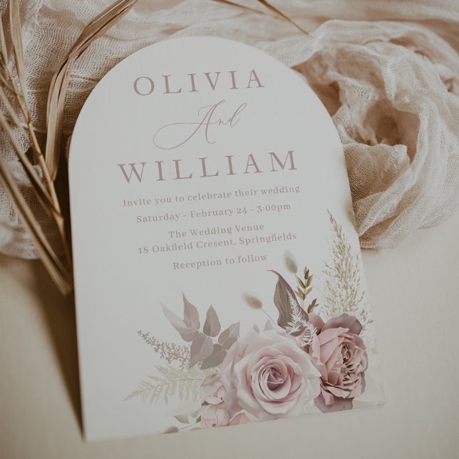 Invitación Rosas de Rubor Elegante Boda del Arco Moderno Boho (Subido por el creador)