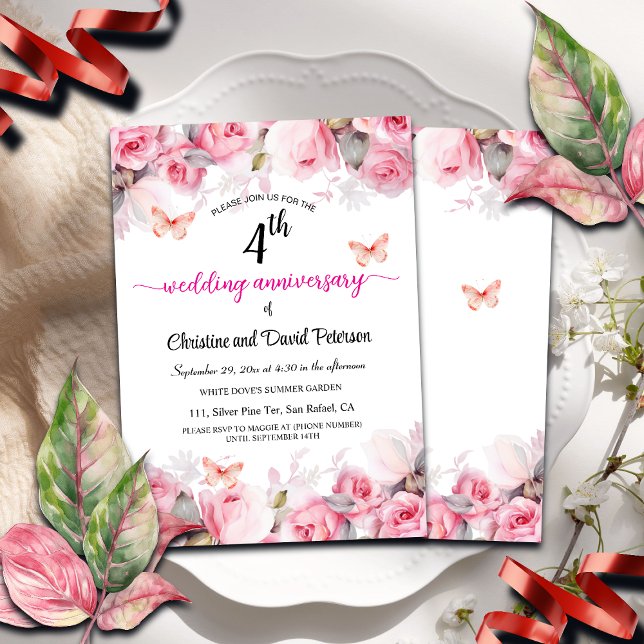 Invitación rosas de Rubor en el cuarto aniversario de Boda de (Subido por el creador)