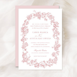 Invitación Rosas de Rubor franceses con elegancia floral Boda