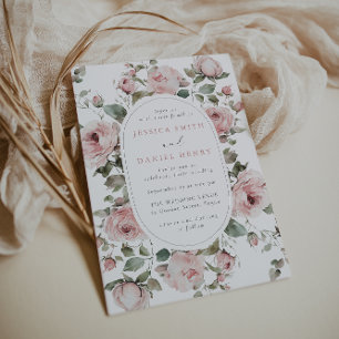 Invitación Rosas de Rubor y Boda de marcos florales de sabios