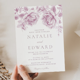 Invitación Rosas de Rubor y Mauve Maravilloso Boda