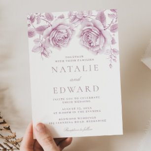 Invitación Rosas de Rubor y Mauve Maravilloso Boda