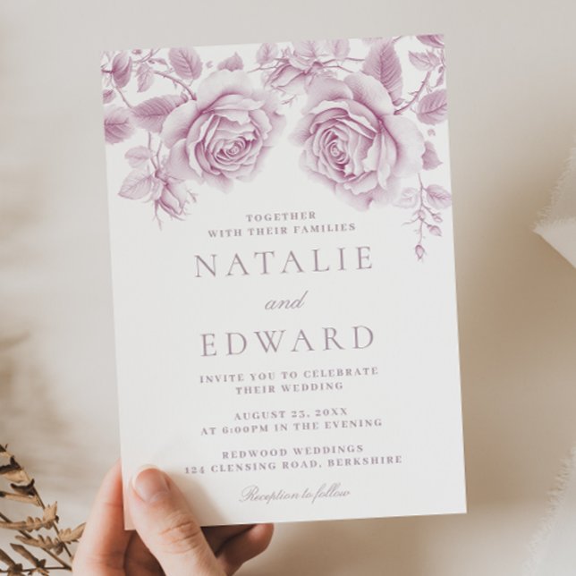 Invitación Rosas de Rubor y Mauve Maravilloso Boda (Subido por el creador)