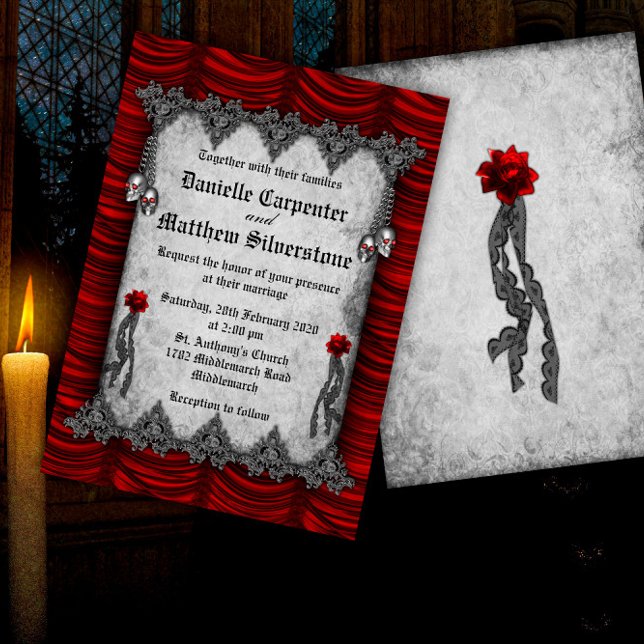 Invitación Rosas de sangre y Boda gótico de la seda roja (Subido por el creador)