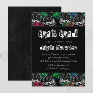 Invitación Rosas de Sugar Skull Ombre   Partido de Graduación