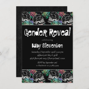 Invitación Rosas de Sugar Skull Ombre   Revelación de género 