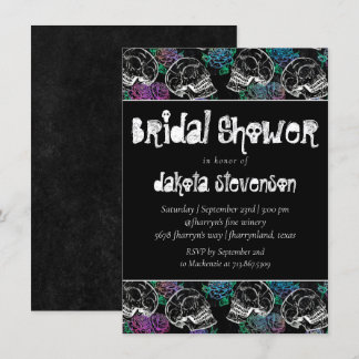 Invitación Rosas de Sugar Skull Pastel | Ombre Bridal Shower