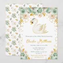 Rosas de Swan Sage Green y Gold Baby Shower